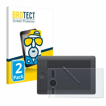 Vorderseite einer Produktverpackung mit dem Markenlogo BROTECT. Daneben ist das Gerät Wacom Intuos Pro S PTH-460 mit dem zugeh
