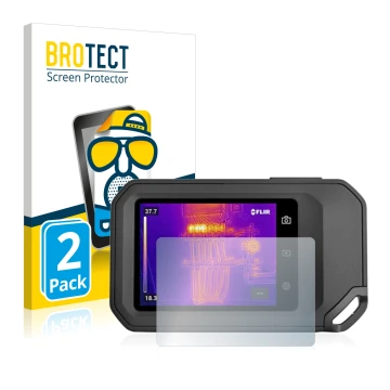 Vorderseite einer Produktverpackung mit dem Markenlogo BROTECT. Daneben ist das Gerät Flir C5 mit dem zugehörigen Displayschut