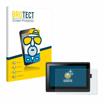 Vorderseite einer Produktverpackung mit dem Markenlogo BROTECT. Daneben ist das Gerät Wacom Cintiq 16 mit dem zugehörigen Disp