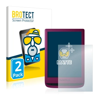 Vorderseite einer Produktverpackung mit dem Markenlogo BROTECT. Daneben ist das Gerät PocketBook Touch Lux 5 mit dem zugehörig