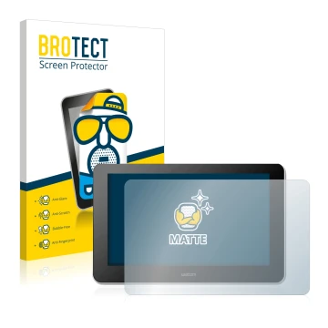 Vorderseite einer Produktverpackung mit dem Markenlogo BROTECT. Daneben ist das Gerät Wacom One Creative Pen Display mit dem z