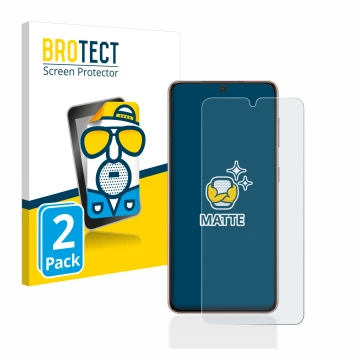 Vorderseite einer Produktverpackung mit dem Markenlogo BROTECT. Daneben ist das Gerät Samsung Galaxy S21 mit dem zugehörigen D
