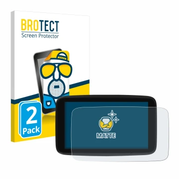 Vorderseite einer Produktverpackung mit dem Markenlogo BROTECT. Daneben ist das Gerät TomTom GO Discover 7