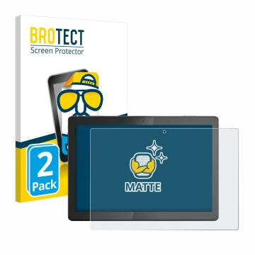 Vorderseite einer Produktverpackung mit dem Markenlogo BROTECT. Daneben ist das Gerät Lenovo Tab M10 TB-X505F mit dem zugehöri