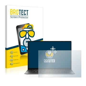 Vorderseite einer Produktverpackung mit dem Markenlogo BROTECT. Daneben ist das Gerät Dell XPS 13 9310 Non-touch mit dem zugeh