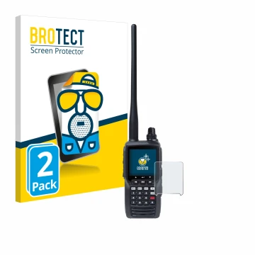 Vorderseite einer Produktverpackung mit dem Markenlogo BROTECT. Daneben ist das Gerät Yaesu FTA-550 mit dem zugehörigen Displa