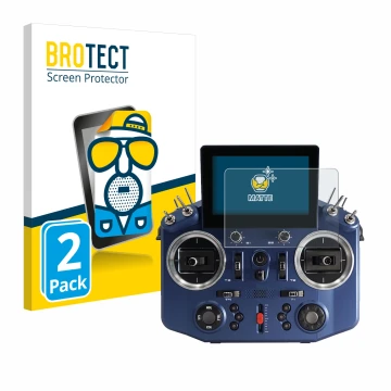 Vorderseite einer Produktverpackung mit dem Markenlogo BROTECT. Daneben ist das Gerät FrSky Horus X20 mit dem zugehörigen Disp