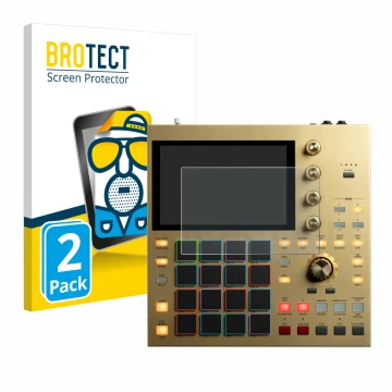Vorderseite einer Produktverpackung mit dem Markenlogo BROTECT. Daneben ist das Gerät Akai MPC One mit dem zugehörigen Display
