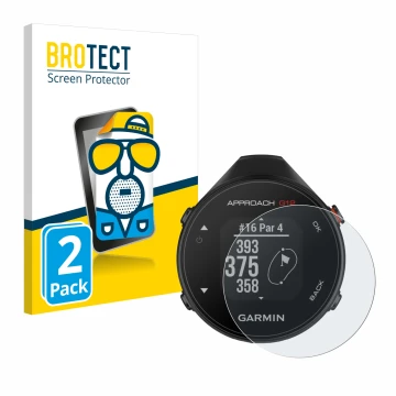 Vorderseite einer Produktverpackung mit dem Markenlogo BROTECT. Daneben ist das Gerät Garmin Approach G12 mit dem zugehörigen 