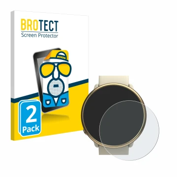 Vorderseite einer Produktverpackung mit dem Markenlogo BROTECT. Daneben ist das Gerät Polar Ignite 2 mit dem zugehörigen Displ