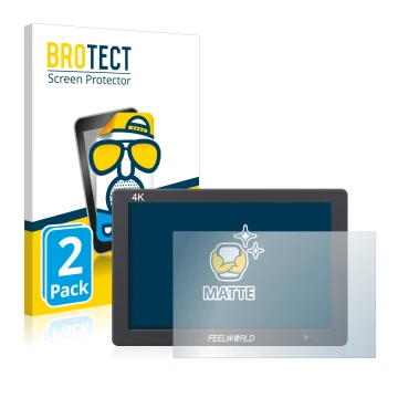 Vorderseite einer Produktverpackung mit dem Markenlogo BROTECT. Daneben ist das Gerät Feelworld FW279 7