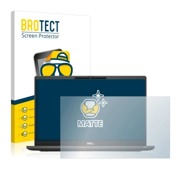 Vorderseite einer Produktverpackung mit dem Markenlogo BROTECT. Daneben ist das Gerät Dell Latitude 7320 Non-Touch mit dem zug