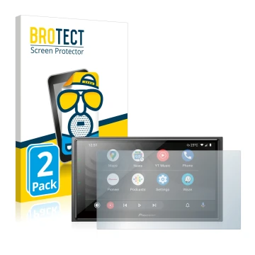 Vorderseite einer Produktverpackung mit dem Markenlogo BROTECT. Daneben ist das Gerät Pioneer SPH-EVO64DAB mit dem zugehörigen