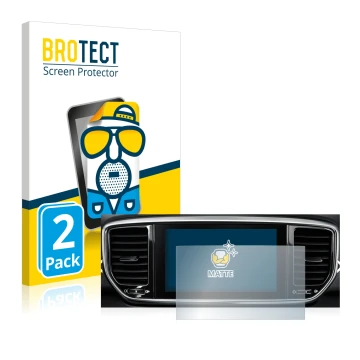 Vorderseite einer Produktverpackung mit dem Markenlogo BROTECT. Daneben ist das Gerät Kia Sportage QLPE 2020 Infotainment Syst