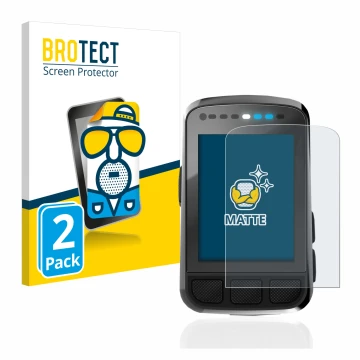 Vorderseite einer Produktverpackung mit dem Markenlogo BROTECT. Daneben ist das Gerät Wahoo Elemnt Bolt V2 GPS mit dem zugehör