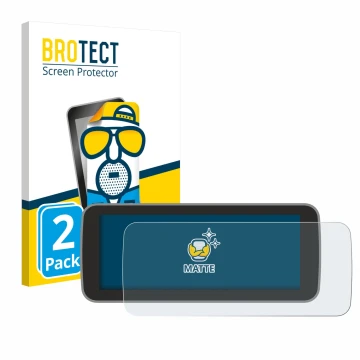 Vorderseite einer Produktverpackung mit dem Markenlogo BROTECT. Daneben ist das Gerät Fiat 500 E Uconnect 5 10