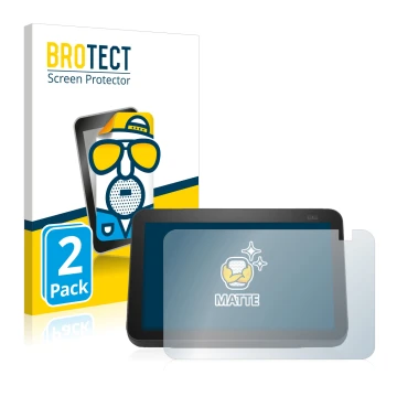 Vorderseite einer Produktverpackung mit dem Markenlogo BROTECT. Daneben ist das Gerät Amazon Echo Show 8 2021 (2. Gen.) mit de