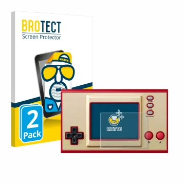Vorderseite einer Produktverpackung mit dem Markenlogo BROTECT. Daneben ist das Gerät Nintendo Game & Watch Super Mario Bros m