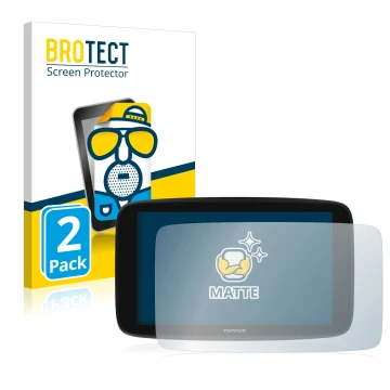 Vorderseite einer Produktverpackung mit dem Markenlogo BROTECT. Daneben ist das Gerät TomTom Go Expert 6