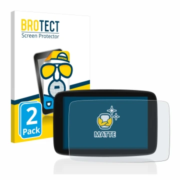 Vorderseite einer Produktverpackung mit dem Markenlogo BROTECT. Daneben ist das Gerät TomTom Go Expert 7