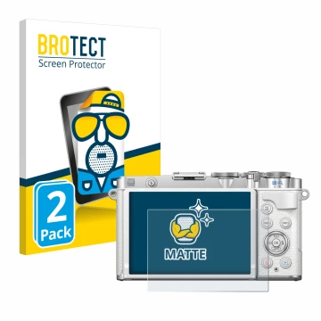 Vorderseite einer Produktverpackung mit dem Markenlogo BROTECT. Daneben ist das Gerät Olympus PEN E-P7 mit dem zugehörigen Dis