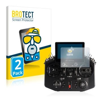 Vorderseite einer Produktverpackung mit dem Markenlogo BROTECT. Daneben ist das Gerät FrSky Tandem X20 mit dem zugehörigen Dis