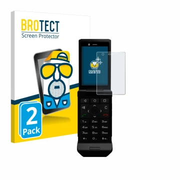 Vorderseite einer Produktverpackung mit dem Markenlogo BROTECT. Daneben ist das Gerät Caterpillar Cat S22 Flip mit dem zugehör