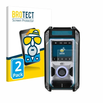 Vorderseite einer Produktverpackung mit dem Markenlogo BROTECT. Daneben ist das Gerät Makita DMR115 mit dem zugehörigen Displa