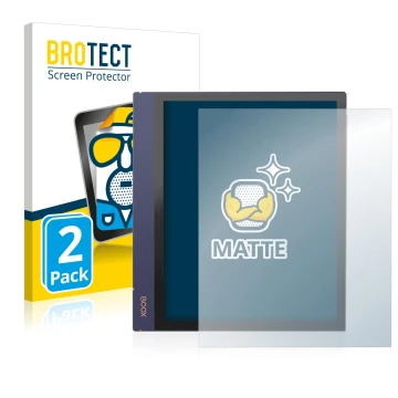 Vorderseite einer Produktverpackung mit dem Markenlogo BROTECT. Daneben ist das Gerät Boox Note Air 2 mit dem zugehörigen Disp
