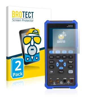 Vorderseite einer Produktverpackung mit dem Markenlogo BROTECT. Daneben ist das Gerät Owon HDS 200 Series mit dem zugehörigen 