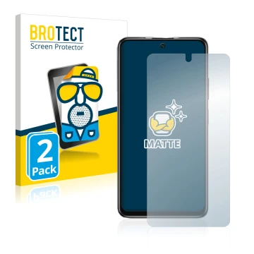 Vorderseite einer Produktverpackung mit dem Markenlogo BROTECT. Daneben ist das Gerät Xiaomi Poco M4 Pro 5G mit dem zugehörige
