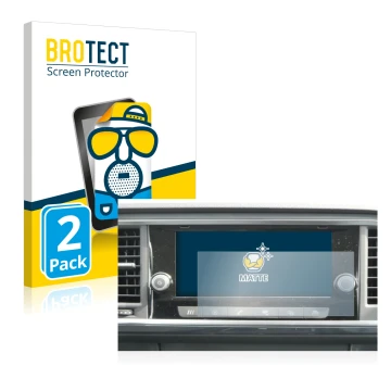 Vorderseite einer Produktverpackung mit dem Markenlogo BROTECT. Daneben ist das Gerät Seat Ateca 2021 Media System 8.25
