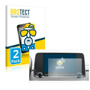 Vorderseite einer Produktverpackung mit dem Markenlogo BROTECT. Daneben ist das Gerät Hyundai Kona 2021 Infotainment System 8