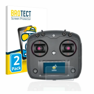 Vorderseite einer Produktverpackung mit dem Markenlogo BROTECT. Daneben ist das Gerät FlySky FS-i6S mit dem zugehörigen Displa