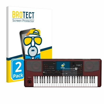 Vorderseite einer Produktverpackung mit dem Markenlogo BROTECT. Daneben ist das Gerät KORG Pa1000 mit dem zugehörigen Displays