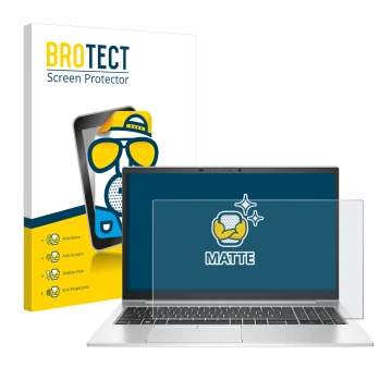 Vorderseite einer Produktverpackung mit dem Markenlogo BROTECT. Daneben ist das Gerät HP EliteBook 850 G8 mit dem zugehörigen 