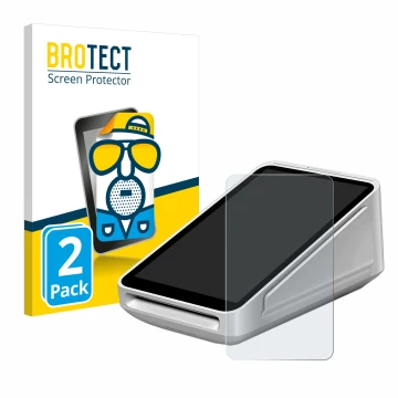 Vorderseite einer Produktverpackung mit dem Markenlogo BROTECT. Daneben ist das Gerät Square Terminal mit dem zugehörigen Disp