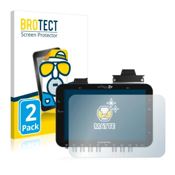 Vorderseite einer Produktverpackung mit dem Markenlogo BROTECT. Daneben ist das Gerät Convergent Design Odyssey 7Q+ mit dem zu