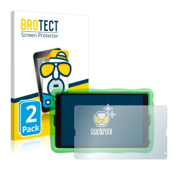 Vorderseite einer Produktverpackung mit dem Markenlogo BROTECT. Daneben ist das Gerät MEDION Lifetab E10440 Kids mit dem zugeh