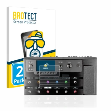 Vorderseite einer Produktverpackung mit dem Markenlogo BROTECT. Daneben ist das Gerät Line 6 Helix Floor mit dem zugehörigen D