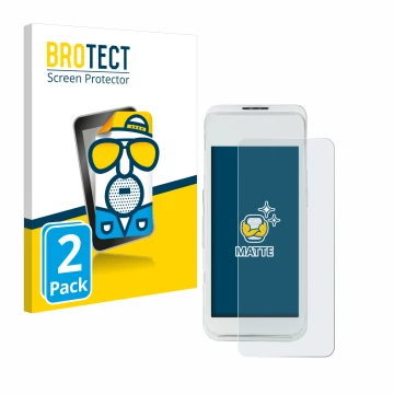 Vorderseite einer Produktverpackung mit dem Markenlogo BROTECT. Daneben ist das Gerät Pax A920 Pro mit dem zugehörigen Display