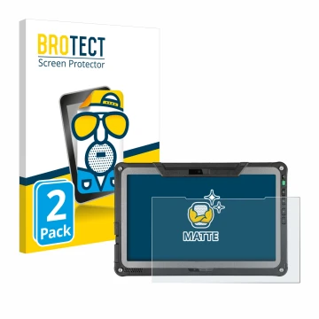 Vorderseite einer Produktverpackung mit dem Markenlogo BROTECT. Daneben ist das Gerät Getac F110 G6 mit dem zugehörigen Displa