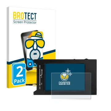 Vorderseite einer Produktverpackung mit dem Markenlogo BROTECT. Daneben ist das Gerät NanoVNA H4 mit dem zugehörigen Displaysc