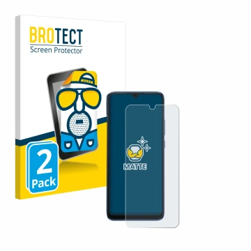 Vorderseite einer Produktverpackung mit dem Markenlogo BROTECT. Daneben ist das Gerät Xiaomi Redmi 10C mit dem zugehörigen Dis