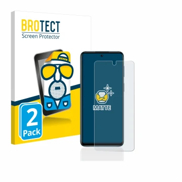 Vorderseite einer Produktverpackung mit dem Markenlogo BROTECT. Daneben ist das Gerät Motorola Moto G42 mit dem zugehörigen Di