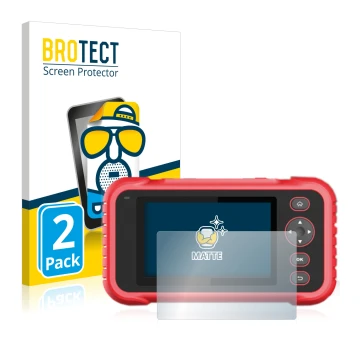 Vorderseite einer Produktverpackung mit dem Markenlogo BROTECT. Daneben ist das Gerät Launch CRP 123 / 129 EVO mit dem zugehör
