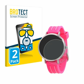 Vorderseite einer Produktverpackung mit dem Markenlogo BROTECT. Daneben ist das Gerät Kiddus Children's Learning Watch mit dem