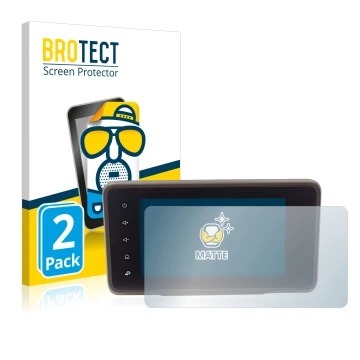 Vorderseite einer Produktverpackung mit dem Markenlogo BROTECT. Daneben ist das Gerät Dacia Duster 2 MediaDisplay mit dem zuge