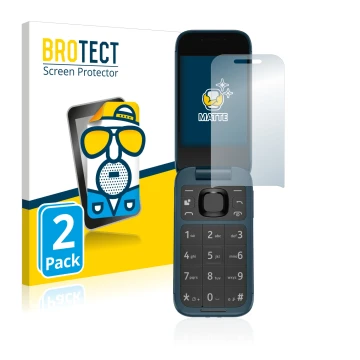 Vorderseite einer Produktverpackung mit dem Markenlogo BROTECT. Daneben ist das Gerät Nokia 2660 Flip mit dem zugehörigen Disp