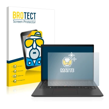 Vorderseite einer Produktverpackung mit dem Markenlogo BROTECT. Daneben ist das Gerät Lenovo ThinkPad T14 Gen 3 mit dem zugehö